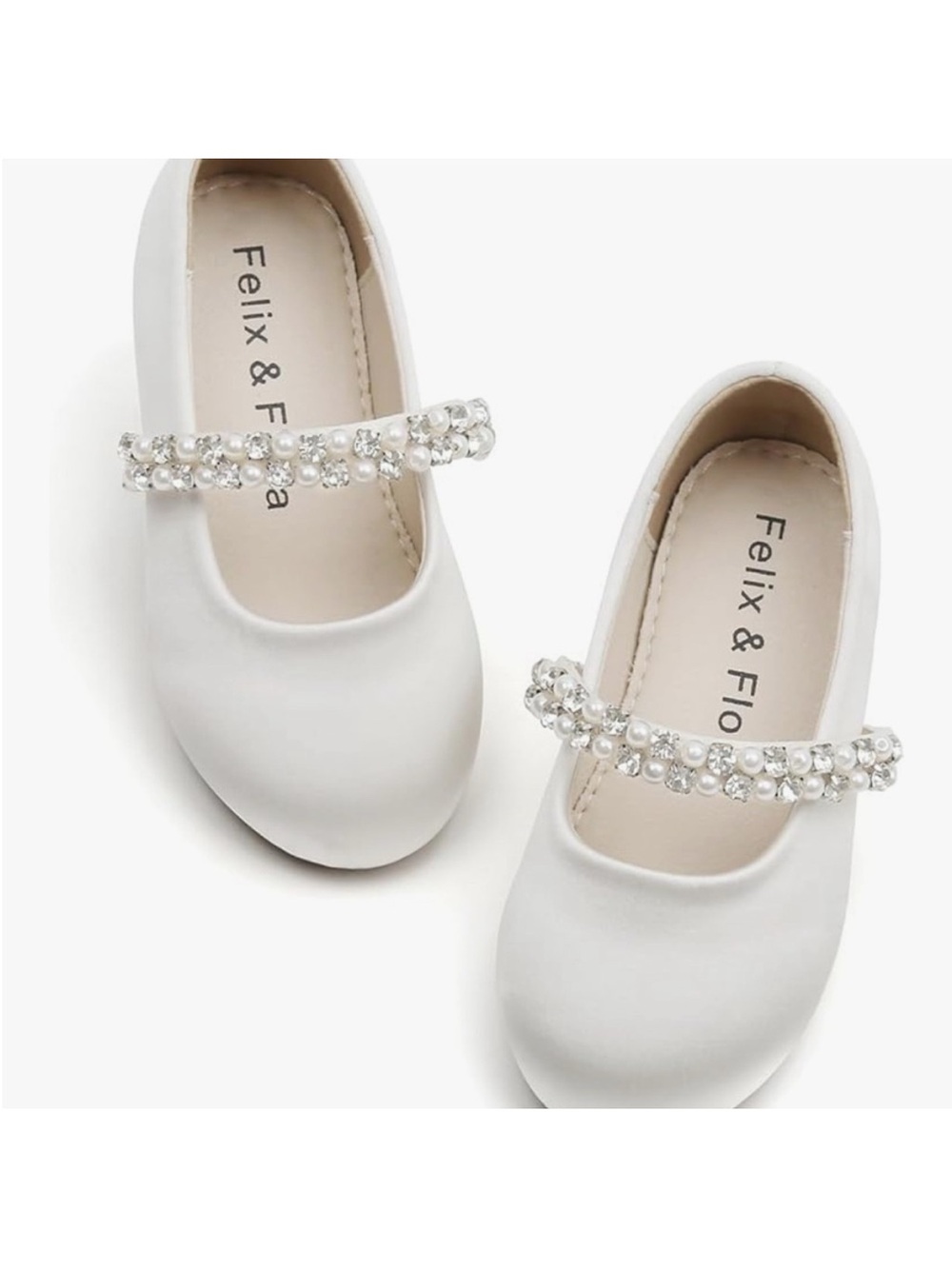 Felix & Flora White Pearl Embellished Kids Dress Shoes